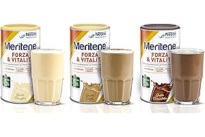 Meritene Forza & Vitalità gusto Caffè, Vaniglia & Cioccolato,bevanda alimentare in polvere Arricchito di Vitamine,Minerali e Proteine | Rafforza il tuo Sistema Immunitario e la Salute delle Ossa