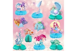 通用 LXN 10 Stück Meerjungfrau Waben-Mittelstück, Meerjungfrau Prinzessin Unterwasserwelt Waben-Mittelstück, Geburtstagsparty-Dekorationen für Mädchen, Tischdekoration