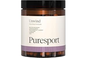 Puresport Unwind Deep Sleep Nootropic Sleep Supplement (60 Capsules) | Powerful Natural Ingredients | Relax & Unwind | with Ashwagandha, Montmorency Cherry & L-Theanine | Informed Sport Certified