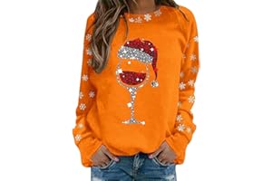 Gezqieunk Christmas Jumpers for Women Uk Glitter Xmas Printed Sweatshirt Long Sleeve Crewneck Sweaters Winter Oversized Pullover Novelty Funny Graphic Tops