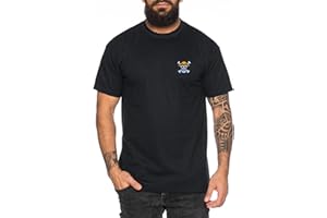 TEE KIKI Ruffy Straw Hat Besticktes Herren T-Shirt - Manga Stick One Pirat Piece Anime Luffy Zoro