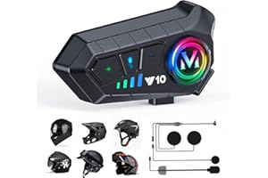 KHPTOP Casco Moto Bluetooth Auricolare, Altoparlante Con CVC Cancellazione del Rumore, Risposta Automatica, IP67 Impermeabile, 1000mAh - Per Sking e Moto