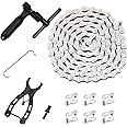 Bike Chain Kit, Multi-Function Bike Mechanic Repair Kit, Chain Breaker and Bike Link Plier with Hook, 1/2Ãƒâ€”3/32 Inch 116 Links with 6 Pairs Bicycle Buckle for 6/7/8 Speed Bicycle, Reusable