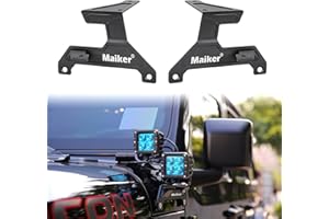 MAIKER OFF ROAD MAIKER Dual A-Pillar Light Mount Dual Lower Windshield Off-Road LED Work Light Mounting Brackets for 2018-2024 Jeep Wrangler JL/JLU & Gladiator JT 1 Pair, Black (Not for Mojave and 392)