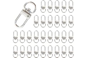 DECORDWELL 30 pcs Mousquetons Métal, Attache Porte Clé Porte-clés en Métal avec Fermoir à griffes pivotantes, crochets mousquetons pivotants, pour DIY Sacs Bricolage Porte-monnaie Sac (Argent)