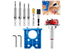 XMSZQU 8 sztuk 35 mm zestaw szablonów do zawiasów garnkowych z 4 wiertłami do zawiasów i magnetycznym uzębieniem