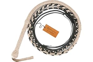 Bantoro Crafts Crema e Nero Frusta in Pelle di Canguro Bullwhip16 Trecce Fili Pelle Intrecciata Frusta Che schiocca Forte Frusta di Cuoio per Gli Sport equestri Indiana Jones