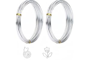 SUFUNE 2 rulli Filo per Bricolage, 0.8 mm x 10 m, Filo per Fai da Te, Filo in Alluminio, Morbido, per Fai da Te, Natale, Gioielli, Lavori di Bricolage