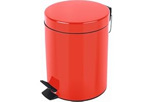 Spirella Sydney 5L Pattumiera Rotonda a Pedale con Secchiello Estraibile, Cestino della Spazzatura con Bidoncino per i Rifiuti di Bagno, Cucina e Ufficio - Rosso