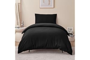 RUIKASI Funda Nordica Cama 90 - Juego de Funda Edredon 150x220, con Funda Almohada 50x75 cm, Microfibra, Suave y Transpirable, Negro