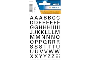 ‎HERMA HERMA 4158 Buchstaben Aufkleber schwarz, 74 Stück, Schriftgröße 10 mm, selbstklebend, wetterfest, klein, Alphanet Sticker Klebebuchstaben A-Z aus Folie zum Aufkleben, transparent