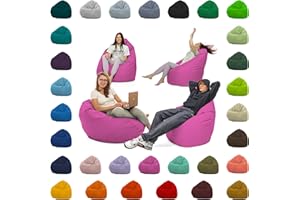 GlückBean Sitzsack XXL – Beanbag für Kinder & Erwachsene – In & Outdoor geeignet – Wasserabweisend & pflegeleicht – Gefüllt mit hochwertigen EPS-Perlen – Ideal zum Gaming & Entspannen (Rosa, XL)