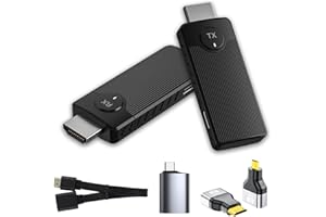 MAKERSTEP Trasmettitore e ricevitore HDMI senza fili, HDMI wireless per trasmettere video e audio, portata di 50 m, 2.4 GHz/5 GHz, Plug & Play, per laptop, PC a TV HD, proiettore, schermo per conferenze - Nero