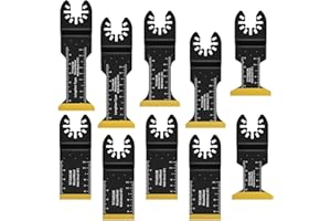LOYALAEU 10PCS Lames de Scie Oscillantes Titane Lame de Scie Universelle Compatibles avec Makita Rockwell Bosch Milwaukee Accessoires Outil Multifonction pour Métal Bois Vis（10pcs）