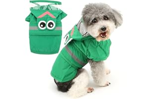 Zunea Manteau de pluie imperméable pour chien avec capuche pour petits chiens, léger et réfléchissant, imperméable pour chiots avec trou pour laisse, veste de pluie pour animaux domestiques, poncho