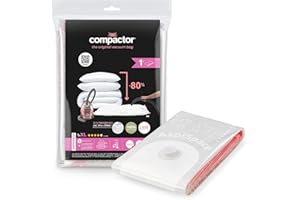 Compactor - Sac de rangement sous vide XL 130x80 cm - Grande capacité pour couettes, oreillers, vêtements - Utilisable avec aspirateur - Housse compression hermétique