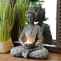 INtrenDU - Figura decorativa con diseño de Buda chino de 31 cm. con candelabro, decoración zen para interior Feng Shui