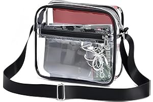 Loopunk Sac Transparent et Noir - Bandoulière Masculin et Féminin en PVC avec Bretelles Réglables