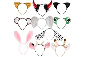 BHGT 10 Pz Cerchietti Capelli Orecchie Animali Fascia Accessori per Travestimento Costume Festa Carnevale Halloween Cosplay Spettacolo Donna Ragazza