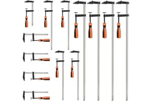 VonHaus 13pcs Wood Clamps Quick Grip - Heavy Duty F Clamps for Woodwork with Soft Grip - Quick Slide Woodworking Clamps, 4 (300mm, 50mm & 600mm, 80mm) and 5 (150mm & 50mm)