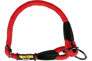 AVANZONA Collar de Adiestramiento Antitirones para Perros, Ajustable, de Cuerda de Poliéster, Perros Pequeños, Medianos y Grandes, Fabricado en España. Rojo. XS (≤50CM).