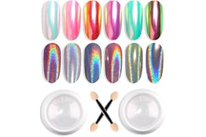 Weiße Perle Chrom Nagelpuder Glitzerpuder GZSYY Holo Nail Powder 2PCS Aurora Ice Shimmer Chrome Pigment Pulver Spiegel Pulver für Nägel