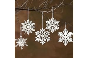 HERZWILD 35 sztuk ozdób choinkowych, płatki śniegu do zawieszenia, zawieszki na choinkę, płatki śniegu, dekoracja z tworzywa sztucznego, ozdoba choinkowa (B-5 typ)