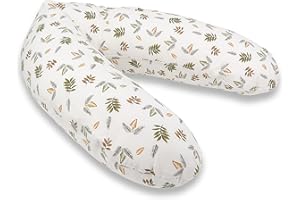 pic Bear Germany Nursing Pillow XL 170 cm - Pregnancy Pillow - Side Sleeper Pillow and Positioning Pillow for Adults and Baby Cuddly Pillow (Leaves)
