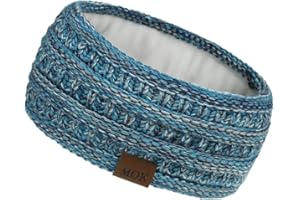 LUCKME Knitted Headbands for Women UK, Ladies Winter Headbands Thick Cable Knitting Elastic Head Wrap with Fleece Lined Thermal Winter Ear Warmer Fitness Turban Headband (A-Dark Blue)