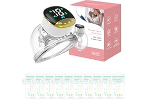 ELECTRI-HQ Tiralatte Elettrico Indossabile Portatile ，4 Modalità e 12 Livelli，Tiralatte Neonati Elettrico con Display LCD, Silenzioso Indolore,10 Sacchetti per la Conservazione del Latte Gratuiti (oro)