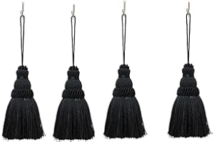 Fenghuangwu Colorful Tassel Key Tassel DIY Accessories for Curtain and Home Decoration 4 Packs (Black)
