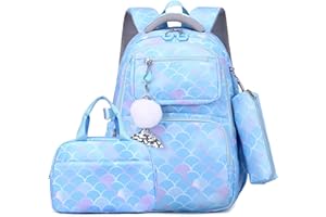 PROTAURI Sac a dos Scolaire pour Filles Adolescents Enfants école élémentaire 3 Pièces Sac à dos Léger Avec sac à Déjeuner et Trousse à Crayons