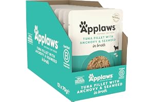 Applaws Premium Natural kattmat våt, tonfiskfilé med sardell i buljong 70 g portionspåsar (12 x 70 g)