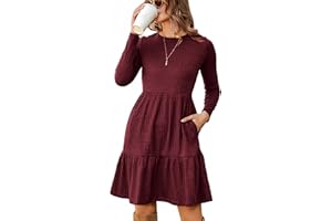 Zeagoo Dresses for Women Long Sleeve Jumper Dress Casual Round Neck Tunic Dress with Pockets Autumn Winter