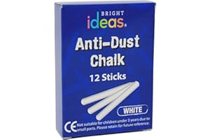 Bright Ideas PK12 8cm White Chalk Sticks, Bright and Bold Chalk Sticks for writing fun on Blackboards, Chalkboard Signs, Slate and School, BI8016.