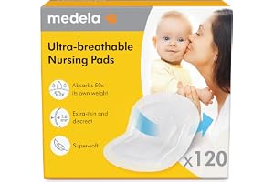 Medela Ultrarespirande, mycket absorberande amningskuddar, diskret design för bekväm bärning, 120 st