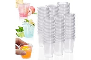 Votoko 200 Piezas Vasos de Chupito de Plástico, 50 ml/5 cl Vasos Plastico Reutilizables y Resistentes, Transparente Vasos de Plástico Duro, Vasos de Chupito para Bodas, Navidad Halloween, Fiestas