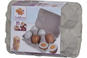 Eichhorn 100003737 Egg Box with 6 Eggs, 3 x with Magnetic Function, 10.5 x 16 x 7 cm, Shop Accessories, Birch Wood