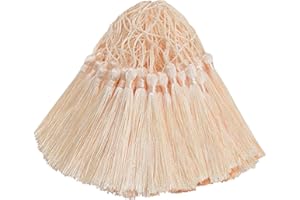 HETUYON 100pcs Silky Handmade Craft Tassels Mini Pendant for DIY Bookmark, Keychain, Garland, Graduation Cap, Curtains, Jewelry Making, Party Decoration, Sewing, Cushions and Home Decor (Cream)