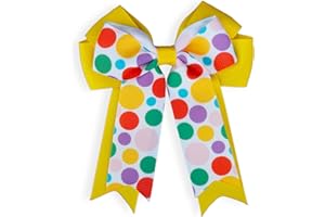 MeiMei Multicolor Spot Dot Yellow Circle Hair Bows – Handmade 3.75 * 4.5 inch Grosgrain Ribbon Alligator Clips, Girls Hair Accessories, Matching Costumes, 1 Piece (Spot 2,Cheerleading25, Clip)