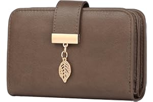 Faneam Portfele skórzane damskie, duża pojemność, portfel z blokadą RFID, portfele skórzane eleganckie, portmonetki, portfel z kieszenią na monety i zamkiem, 18 miejsc na karty, retro