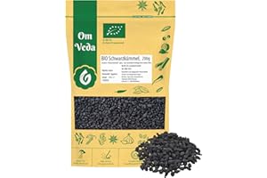 ‎OMVEDA BIO Schwarzkümmelsamen ganz 200g | Nigella Sativa ägyptisch | Premium Schwarzkümmel Samen Rohkostqualität | naturrein | vegan glutenfrei | für Brot, Öl, Tee | Black Cumin Seeds | OmVeda