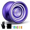 KASTWAVE Responsive Yoyo K7, Excellent Purple Metal Yoyo for Beginners, High Quality, A Very Popular Toy for Kids, Friends, Families, Etc with Yoyo Bag + Yoyo Glove + 5 Yoyo Strings