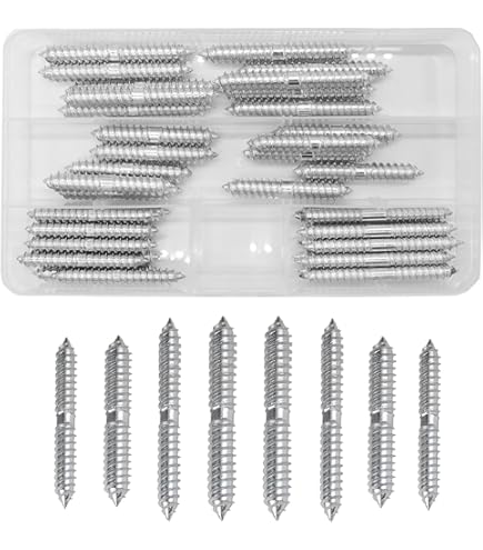 16 Viti A Doppia Testa M6x60mm Per Mobili - Zincate Per Collegamento Legno