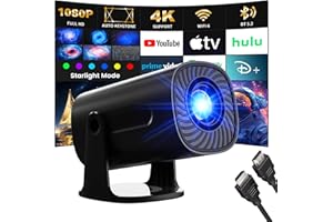 AGIMA [Apps integrate & Modalità Stella] Mini Proiettore Support 4K 1080P con Modalità Stella Proiettore con Apps e Android TV OS Auto Keystone WiFi 6 BT5.2, Compatible con TV Stick/USB/HDMI,Nero