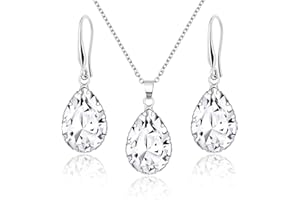 Linawe Schmuck Set, Brautschmuck Hochzeitsschmuck Braut Jewellery, Damenohrringe Ohrringe Hängend und Anhänger Kette Halskette Damen, Erhältlich in Silber, Gold und Roségold