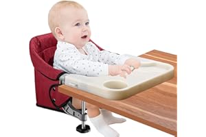 Toogel Hook on High Chair with Removable Dining Tray for Babies and Toddlers 6-36 Months, Portable and Foldable Table Seat for Home and Travel, Baby Feeding Chair with Storage Bag (Red)