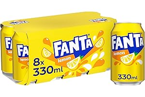 Fanta Lemon, 8 x 330ml, Official Beetle juice (Packaging may vary)