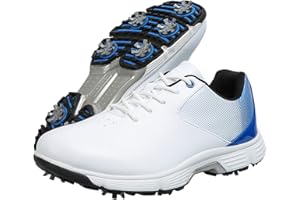ZHENSI Chaussures De Golf pour Hommes avec Baskets Imperméables À Coupe Large en Cuir À Pointes Grande Taille