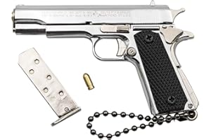 ZHONGREN 1911 Tactical Mini Pistolet Porte-clés 1: 3 Métal Pistolet Forme avec pièces Mobiles Modèle de Pistolet réaliste Collection Pendentif Sac Charm pour Hommes Boy Armée Fan Cadeau (Argent)